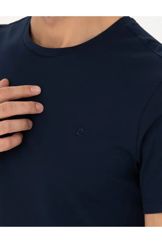 Lacivert Slim Fit Basic Futbolka 50289335-VR033-164809 - 7