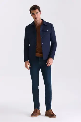 Lacivert Slim Fit Bebe Yaka Spor Mevsimlik Mont - 2