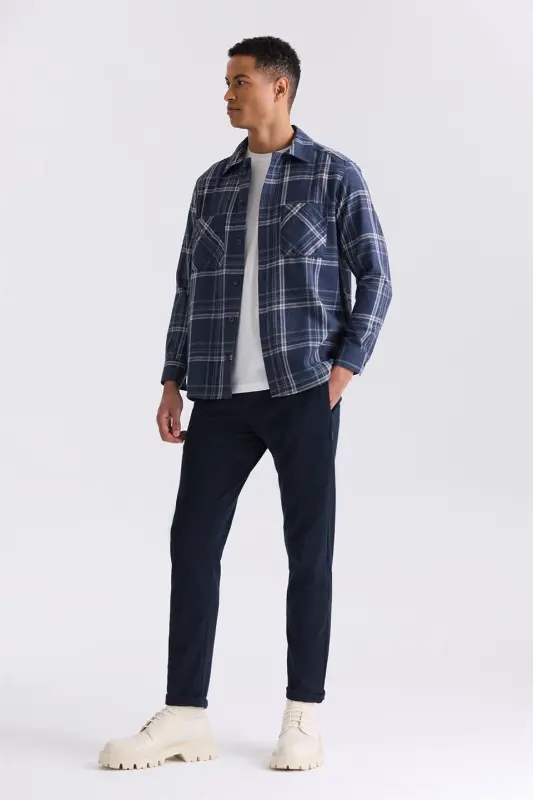 Lacivert Slim Fit Beli Lastikli Jogger Pantolon - 2