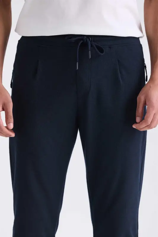 Lacivert Slim Fit Beli Lastikli Jogger Pantolon - 3