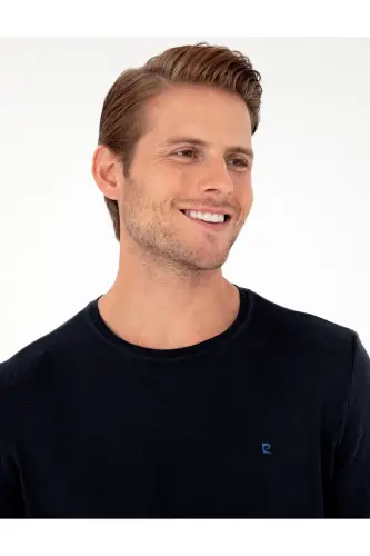 Lacivert Slim Fit Bisiklet Yaka Basic Triko Kazak 50296621-VR033-Lacivert - PIERRE CARDIN (1)