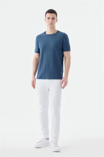 Lacivert Slim Fit Bisiklet Yaka T-Shirt - JAKAMEN (1)