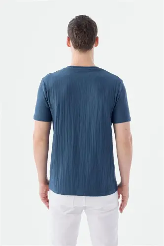 Lacivert Slim Fit Bisiklet Yaka T-Shirt - 4