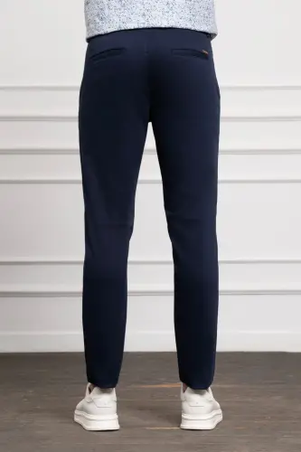 Lacivert Slim Fit Dar Kesim Chino Yan Cep Erkek Pantolon-A.Lacivert - 3
