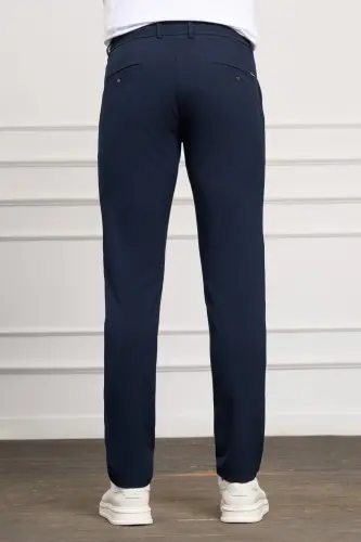 Lacivert Slim Fit Dar Kesim Yan Cep Bağcıklı Jogger Erkek Pantolon - K.Lacivert - 3