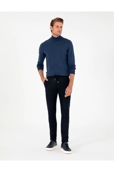 Lacivert Slim Fit Bağcıklı Kanvas Pantolon 50296178-VR033-Lacivert - 3