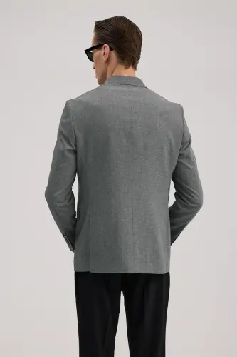 Lacivert Slim Fit Kruvaze Kostyum - 3