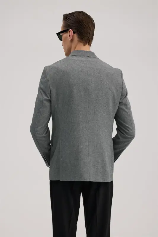 Lacivert Slim Fit Kruvaze Kostyum - 3