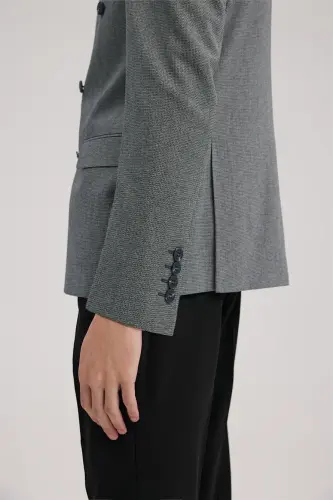 Lacivert Slim Fit Kruvaze Kostyum - 5