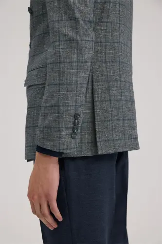 Lacivert Slim Fit Kruvaze Takım Elbise - 5