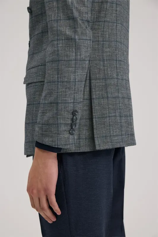 Lacivert Slim Fit Kruvaze Takım Elbise - 5