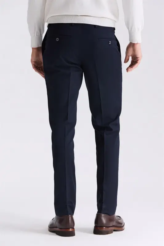 Lacivert Slim Fit Mato Gazlama Shim - 4