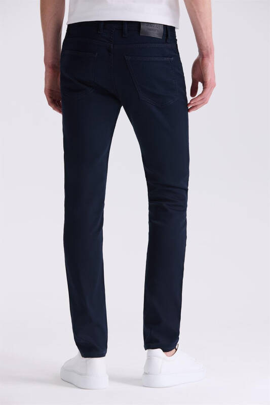 Lacivert Slim fit Pamuklu Jean Kot Pantolon - 4