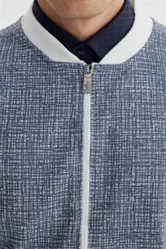 Lacivert Slim Fit Pamuklu Kolej Mevsimlik Mont - 3