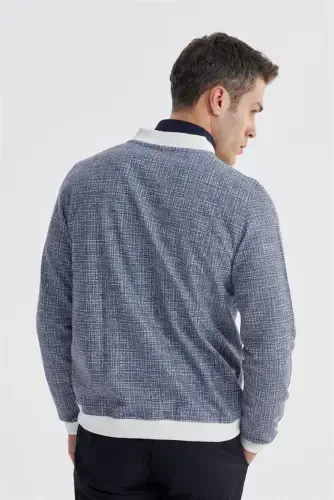 Lacivert Slim Fit Pamuklu Kolej Mevsimlik Mont - 4