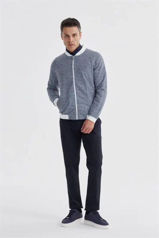 Lacivert Slim Fit Pamuklu Kolej Mevsimlik Mont - 1