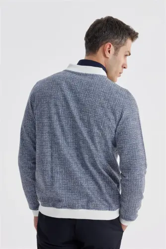 Lacivert Slim Fit Pamuklu Kolej Mevsimlik Mont - 4