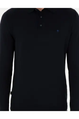 Lacivert Slim Fit Polo Yaka Basic Triko Kazak 50296623-VR033-Lacivert - 6