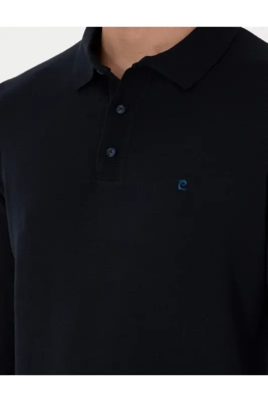 Lacivert Slim Fit Polo Yaka Basic Triko Kazak 50296623-VR033-Lacivert - 7