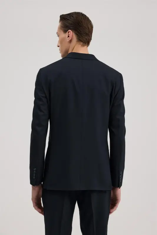 Lacivert Slim Fit Sivri Yaka Takım Elbise - 2