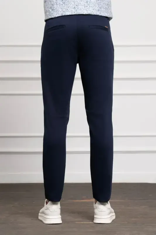 Lacivert Slim Fit Tor Kisim Chino Yon Cho'ntak Erkak Shim - A.Lacivert - 3