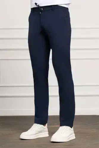 Lacivert Slim Fit Tor qismli Yon cho'ntakli bog'ichli Jogger erkaklar shim - MORVEN (1)
