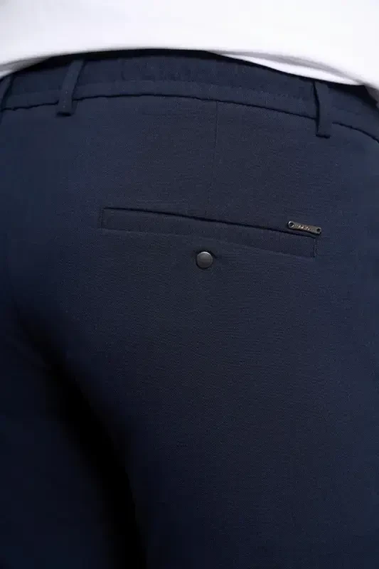 Lacivert Slim Fit Tor qismli Yon cho'ntakli bog'ichli Jogger erkaklar shim - 4