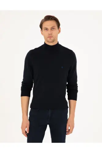 Lacivert Slim Fit Yarım Balıkçı Yaka Basic Triko Kazak 50296614-VR033-Lacivert 