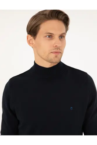 Lacivert Slim Fit Yarım Balıkçı Yaka Basic Triko Kazak 50296614-VR033-Lacivert - PIERRE CARDIN (1)