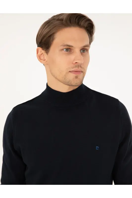 Lacivert Slim Fit Yarım Balıkçı Yaka Basic Triko Kazak 50296614-VR033-Lacivert - 2