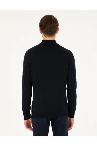 Lacivert Slim Fit Yarım Balıkçı Yaka Basic Triko Kazak 50296614-VR033-Lacivert - 5