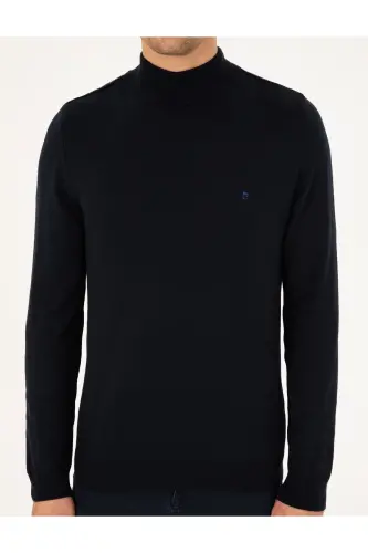 Lacivert Slim Fit Yarım Balıkçı Yaka Basic Triko Kazak 50296614-VR033-Lacivert - 6