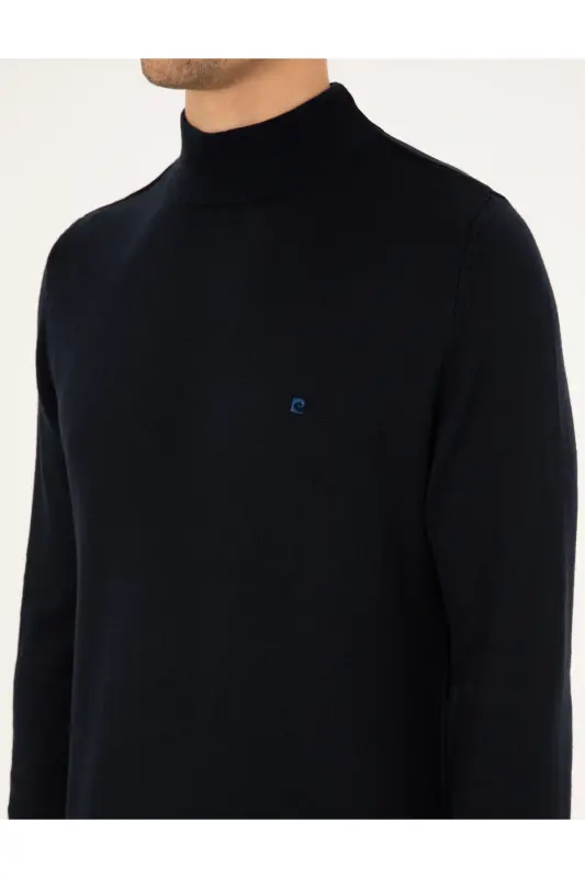 Lacivert Slim Fit Yarım Balıkçı Yaka Basic Triko Kazak 50296614-VR033-Lacivert - 7