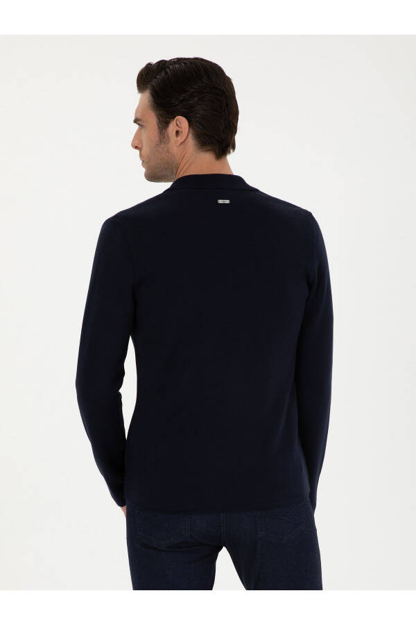 Lacivert Slim Fit Yün Karışımlı Kruvaze Triko Hırka 50296283-VR033 - Lacivert - 5