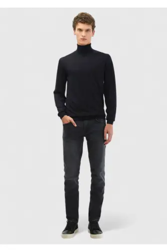 Lacivert Tam Balıkçı Yaka Düz Örgü Yün Karışımlı Triko-Lacivert - RAMSEY (1)