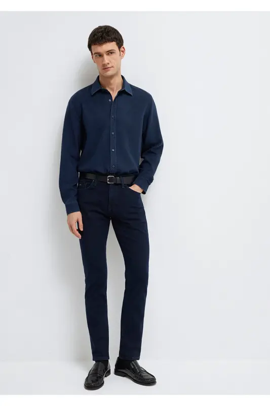 Lacivert (TENCEL™) Liyosel Gömlek Regular Fit / Normal Kesim 0210818-70494-Lacivert - 3
