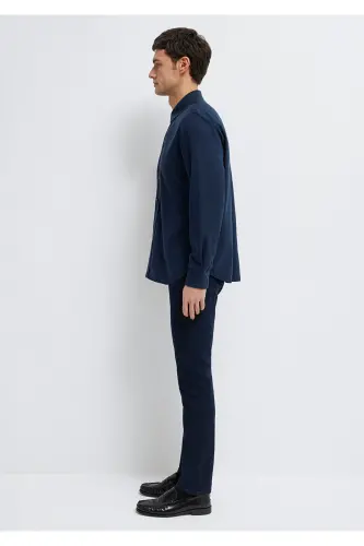 Lacivert (TENCEL™) Liyosel Gömlek Regular Fit / Normal Kesim 0210818-70494-Lacivert - 4