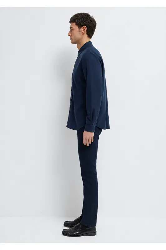 Lacivert (TENCEL™) Liyosel Gömlek Regular Fit / Normal Kesim 0210818-70494-Lacivert - 4