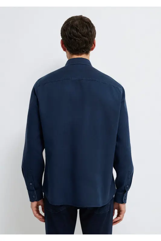 Lacivert (TENCEL™) Liyosel Gömlek Regular Fit / Normal Kesim 0210818-70494-Lacivert - 6