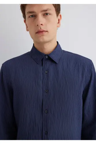 Lacivert Tencel TM Modal Gömlek Regular Fit / Norm - 5