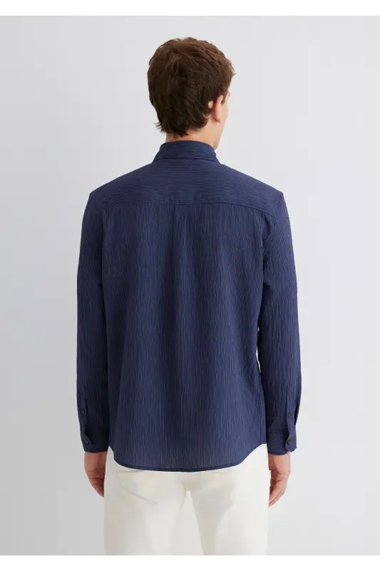 Lacivert Tencel TM Modal Ko'ylak Regular Fit / Norm - 4