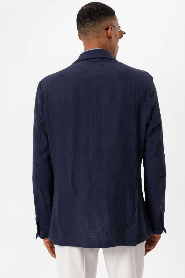 Lacivert Torba Cepli Astarsız Erkek Blazer Ceket - Lacivert - 6