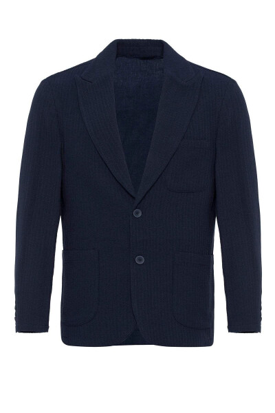 Lacivert Torba Cepli Astarsız Erkek Blazer Ceket - Lacivert - 7