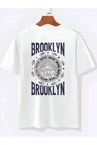 lacivert&beyaz brooklyn baskılı şortlu alt ust takım-beyaz - 3