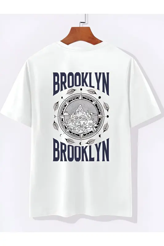 lacivert&beyaz brooklyn baskılı şortlu alt ust takım-beyaz - 3