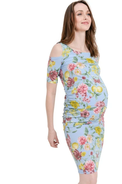 LaClef Women's Cold Shoulder Maternity Midi Dress - Modazone (1)