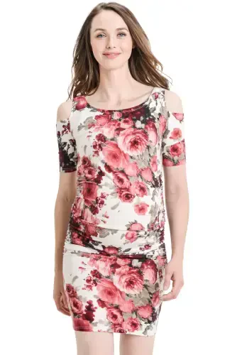 LaClef Women's Cold Shoulder Maternity Midi Dress - Modazone (1)