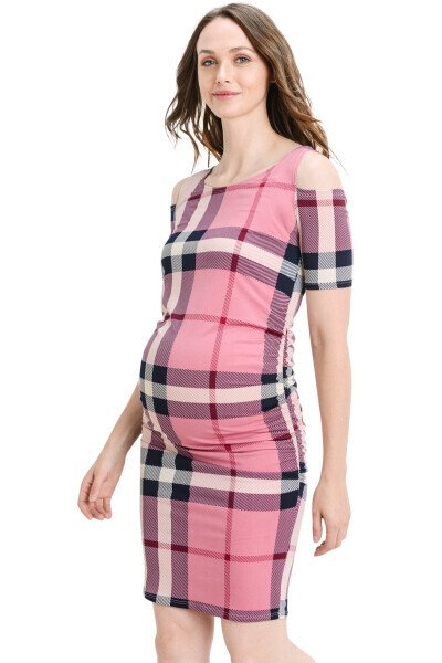 LaClef Women's Cold Shoulder Maternity Midi Dress- - Modazone (1)