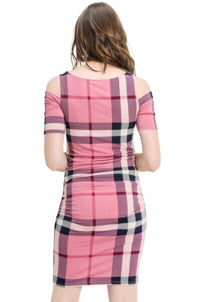 LaClef Women's Cold Shoulder Maternity Midi Dress- - 4