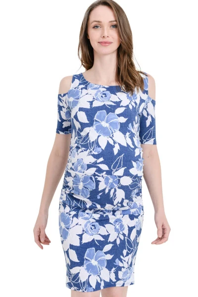 LaClef Women's Cold Shoulder Homiladorlik Midi Ko'ylagi - 6